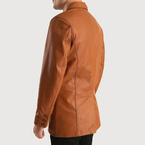 Manteau long en cuir pour hommes de la meilleure conception, facile à porter, fermeture à double boutonnage, de haute qualité, fabriqué en usine au Pakistan - Product Image 3