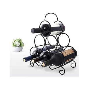 Soporte para botellas de vino de madera y metal con recubrimiento de polvo negro Estante para botellas terminado de alta calidad en precio al por mayor - Product Image 2