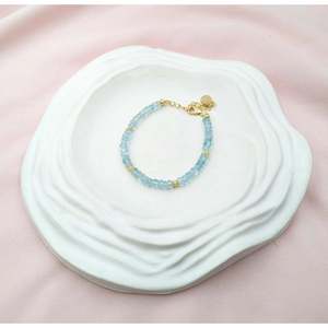 Bracelet en argent sterling 925 plaqué or 18 carats avec aquamarine, cadeau - Product Image 4