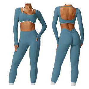 Traje de talla grande, chaqueta deportiva, conjunto de Yoga de 3 piezas, conjuntos de Fitness sin costuras para gimnasio, conjunto de entrenamiento potenciador de cadera, ropa deportiva para mujer - Product Image 6