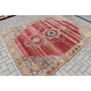 Grand tapis turc vintage 6,1x8,3 pi (185x254 cm), tapis rouge style sud-ouest - Product Image 2