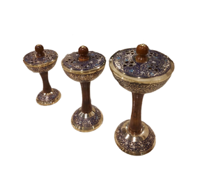 Lot de 3 Brûleurs Bakhoor de tailles différentes Brûleur d'encens en laiton et MOP de qualité supérieure pour une utilisation intérieure et extérieure - Product Image 5