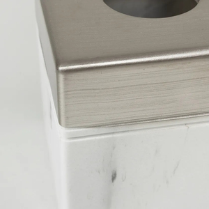 Luxury Marble <b>Tissue</b> Box Holder with Brushed Metal Top Square Decorative <b>Tissue</b> Cover <b>for</b> Bathroom Bedroom Living Room Office - Product Image 3