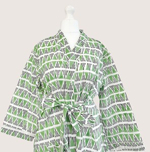 Bata Larga Estampada Floral para Mujer, Manga Larga, Cuello en V, 100% Poliéster, Suave, Informal, para Primavera, con Cierre de Cordón - Product Image 5