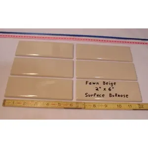 6 uds. Brillante * Fawn Beige * Porcelana esmaltada Bullnose Trim Azulejos planos Superficie de cerámica de 5mm para uso interior Marrón claro - Product Image 1