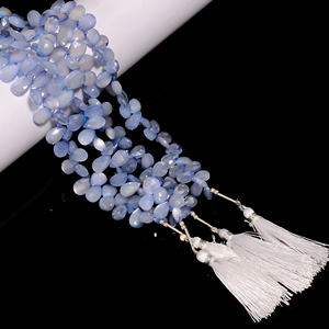 Cuentas de piedra lunar azul claro, cuentas de pera de piedras preciosas de piedra lunar azul claro recubiertas, cuentas de piedras preciosas de piedra lunar facetadas para la fabricación de joyas - Product Image 6