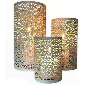 Portavelas votivo de metal de calidad superior con intrincados diseños recortados para un ambiente cálido - Product Image 3
