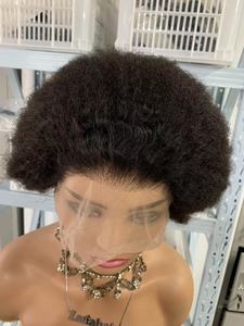 CF131 Black Afro Kinky Curl Full Lace <strong>Wig</strong> Human <strong>Hair</strong> for Alopecia Patients Pre Style Thin Skin Can Make Braided <strong>Wig</strong> 8 Inch - Product Image 4