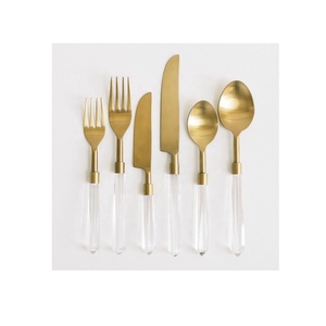 Transparent Resin & Metal Cutlery <b>Set</b> with Gold Plated for Home at Inexpensive Price Good Quality Resin <b>Flatware</b> <b>Set</b> of 6 - Product Image 1