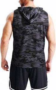 Lot de 3 débardeurs de course pour hommes, chemises athlétiques d'entraînement sans manches avec capuche 100% polyester, sweat à capuche sans manches, full digital CAMO - Product Image 3