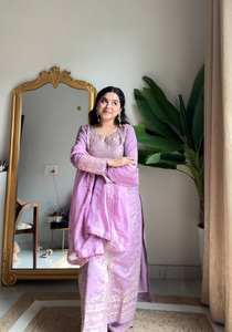 Premium Quality <b>Sweet</b> Roman Silk Kurti & Palazzo Set with Dupatta for <b>Parties</b> Celebrations Special Occasions Bulk Quantity - Product Image 5