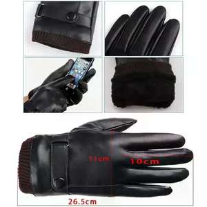 Gants d'hiver en cuir de mouton à écran tactile coupe-vent en polaire et mitaines épaisses chaudes d'automne et d'hiver pour hommes avec logo personnalisé - Product Image 5