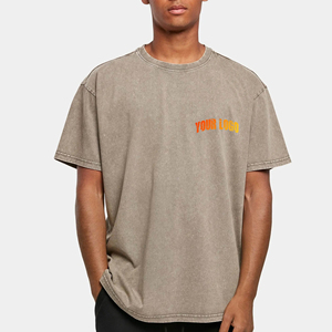 Camiseta transpirable de Hip Hop en blanco de High Street para hombre, camisetas lavadas Vintage de lavado ácido de secado rápido con logotipo personalizado de gran tamaño para hombre - Product Image 1