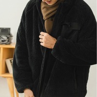 Veste d'hiver en polaire sherpa camouflage écologique avec patchwork de lettres, respirante, à fermeture éclair, style streetwear, personnalisable pour homme (OEM)