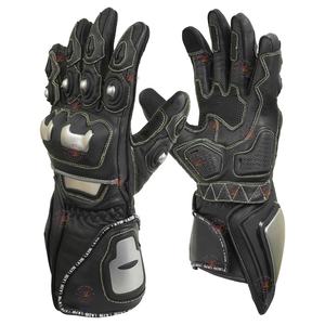 Guantes de Motociclismo de Cuero de Grano Completo Ligeros de Primera Calidad, con Protectores de Nudillos Metálicos, Guantes Largos Impermeables para Motocross - Product Image 1