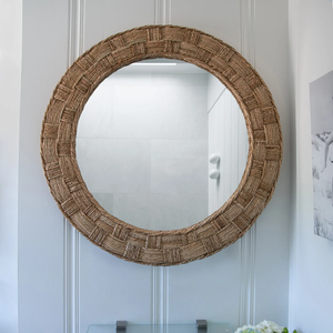 Espejos decorativos redondos de jacinto de agua natural tejidos a mano para sala de estar baño dormitorio precio más barato de Vietnam - Product Image 3