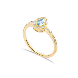 อความารีนหิน CZ รูปสี่เหลี่ยมผืนผ้าคลัสเตอร์แหวนตุรกีทําด้วยมือขายส่งเครื่องประดับเงินแท้ 925 - Product Image 3