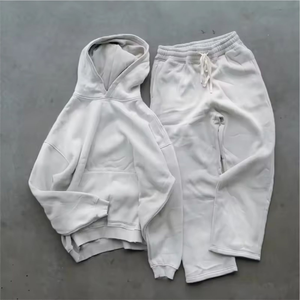 Ensemble de survêtement streetwear personnalisé pour homme grande taille 2025, 2 pièces, pantalon de survêtement évasé en coton, sweat-shirt, pantalon de survêtement délavé à l'acide, sweat-shirt délavé à l'acide - Product Image 3