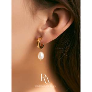 Orecchini Pendenti con Perle d'Acqua Dolce Placcati in Oro, Orecchini con Perle Autentiche, Regalo per Lei o per la Mamma - Product Image 3