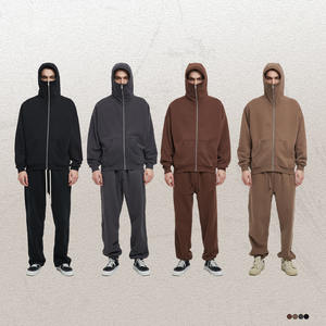 Sweat à capuche Ninja personnalisé chaud pour l'hiver Sherpa masque de ski à capuche pour hommes demi-fermeture éclair sweats à capuche en molleton de coton avec visage masqué - Product Image 3
