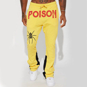 Pantalon de survêtement évasé pour hommes imprimé sur mesure 290 GSM jaune polaire Style décontracté le plus confortable à vendre - Product Image 4