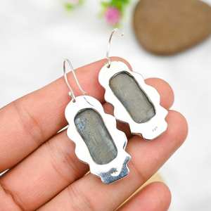 Elegant Labradorite Gemstone Gold Plated Drop <b>Earrings</b> Handmade in 925 <b>Sterling</b> <b>Silver</b> <b>Christmas</b> Gift for Her Wedding Occasion - Product Image 3