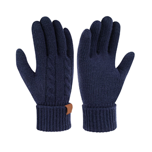 ถุงมือผ้าขนสัตว์100% แบบถักเต็มนิ้วสำหรับฤดูหนาวถุงมืออเนกประสงค์สำหรับตรวจจับเข็มสัมผัสสีขนาดทึบ - Product Image 2