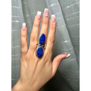 Travis Jim Romantic Fashionable <b>Ring</b> Lapis & Sterling Silver <b>Adjustable</b> Bezel Set Gift with Natural Gemstones - Product Image 5