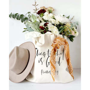 ยึดติดกับสิ่งที่ดีคือกระเป๋าผ้าใบผ้าฝ้ายสไตล์โรมัน12:9มีลวดลายตัวอักษร - Product Image 4