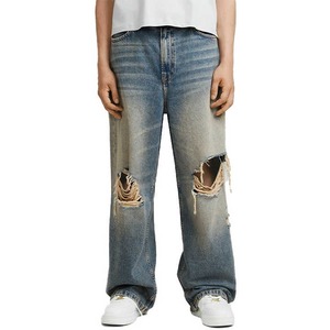 Service OEM bonne haute qualité Logo personnalisé vente à chaud grande taille homme jean jambe large Vintage à vendre lavé/homme jean - Product Image 1