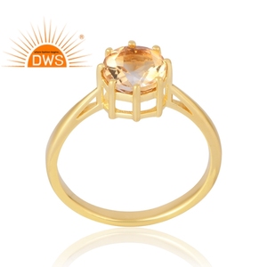 Anillo de piedras preciosas de citrino natural chapado en oro de 18 quilates de plata de ley 925, fabricante de joyería fina Demi - Product Image 1