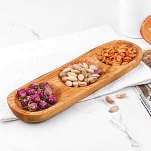 Plateau de service en bois d'olivier plat divisé - Product Image 4