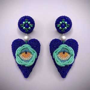 Conjunto de pendientes occidentales de estilo americano europeo C verde azul con cuentas tachuelas acento dorado clásico bohemio joyería de boda al por mayor - Product Image 1