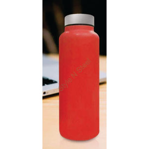 Gobelet en acier inoxydable à paroi unique dans une bouteille d'eau chromo nervurée rouge et bleue avec des couleurs élégantes - Product Image 1