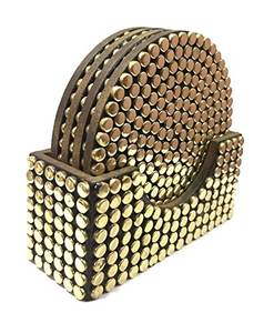 Gold Brass <b>Coaster</b> <b>Set</b> Corporate Gift Item wooden Tea <b>Coaster</b> Home Decor Drink <b>Holder</b> Gift Birthday Gift Living Room Decorative - Product Image 2