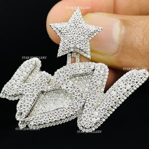 VVS Moissanite Letter Pendant, 925 Sterling Silver Iced Out VVS Moissanite Custom Pendant, Iced out VVS Moissanite Pendant - Product Image 5