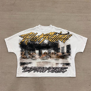 เสื้อยืดผู้ชายทรงหลวมพิมพ์ลายกราฟิกขนาดใหญ่เสื้อผ้าแนวสตรีทเทอร์รี่ทำจากผ้าฝ้าย100% - Product Image 1