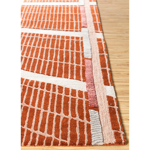 Alfombras de Lana Geométricas Hechas a Mano de Jaipur Wunderkammer, Rojas y Naranjas, para el Hogar, Habitación de Adolescentes, Pasillo, Modelo 3D, Top-111 - Product Image 4