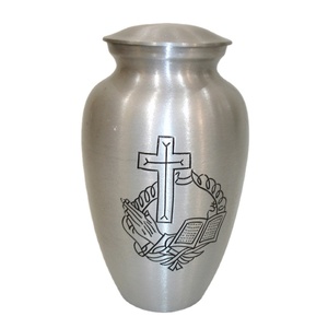 Urna de cremación grabada memorable de plata mate, urna memorable de estilo clásico caliente para cremación, urna de Metal de alta calidad de lujo duradera - Product Image 1