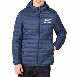 Veste matelassée pour homme à capuche avec logo personnalisé tendance, légère, coupe-vent et respirante, veste d'hiver - Product Image 1