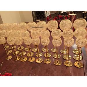 Gold Finished Crystal Beaded <b>Wedding</b> Table <b>Centerpieces</b> Goblet Candle Holder <b>Wedding</b> Event Decoration Supplies - Product Image 5