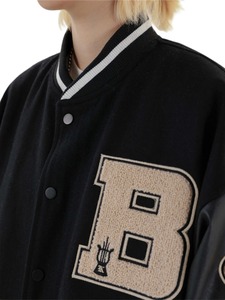 Veste universitaire brodée de train pour hommes coupe-vent à col montant avec impression simple Veste Letterman de style High Street - Product Image 4