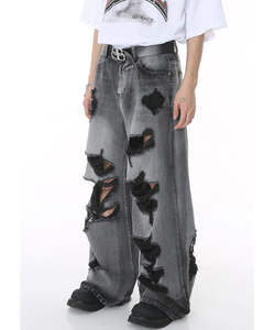 กางเกงยีนส์ผู้ชายไซส์พิเศษผ้ายีนส์ผ้ายีนส์ผ้ายีนส์ขาดเป็นกรด - Product Image 6