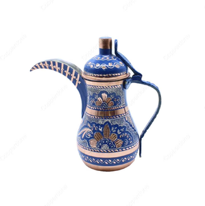 Cafetière arabe en cuivre couleur or bleu théière et cafetière arabe avec Logo personnalisé et emballage article de cuisine nouveauté - Product Image 2