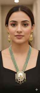 Best Selling Gold Plated Brass <b>Cross</b>-Border Parties Necklace Earrings Set Creative Multi-Layer Pearl String Direct Zircon - Product Image 2