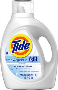 Detergente Líquido para Ropa Tide Free & Gentle, 80 Lavados, 105 fl oz, Detergente para Ropa Tide, Detergente para Ropa Limpia - Product Image 3
