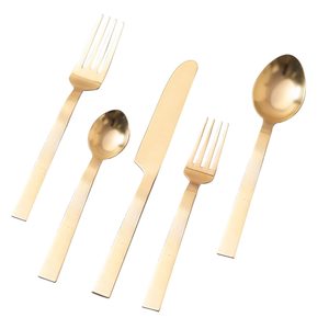 Juegos de cubiertos de comida de doble tono, suministros de mesa de restaurante de Hotel baratos, cubiertos de plato, juegos de cubiertos de acero inoxidable - Product Image 1