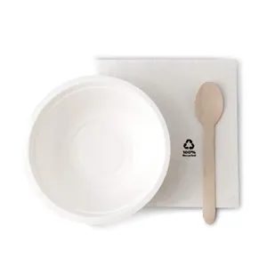 500Ml Clean Handling And Quick To Set Up Round White Sugarcane Salad Bowls Fruit Light Meal Trays - 600 pcs/carton - Product Image 6