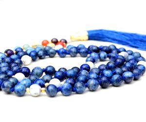 Fait à la main 7 Chakra Pulsera Mala Perles Lapis Lazuli 108 Noué Artiste Indien Collier Doit Acheter pour les Fêtes et les Cadeaux - Product Image 3
