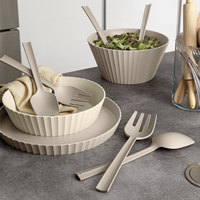 Utensilios para ensalada hechos en Italia, tenedor y cuchara para servir ensalada, diseño italiano, verde opaco, utensilios de cocina.